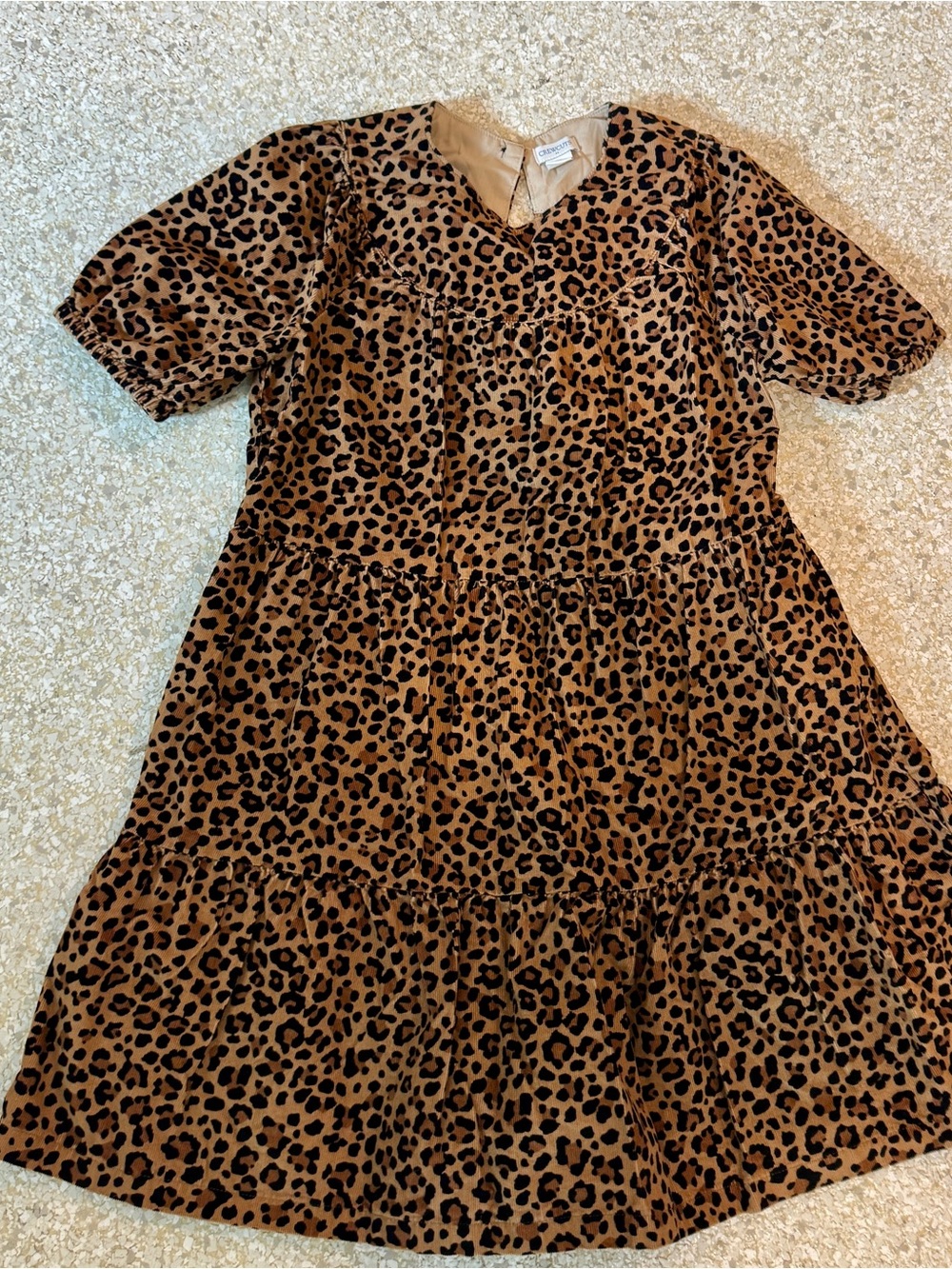 Crewcuts Leopard Print Tiered Dress - Brown and Black